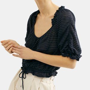 Free People Dorothy Top Casual Relaxed Black/Blue